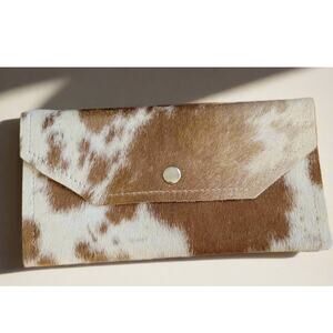 Western Cowhide Hair On Wallet Tan and White